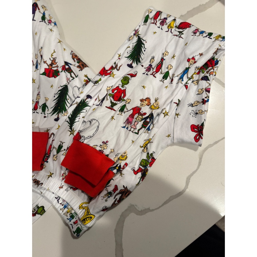 Pottery Barn Kids Dr Seuss The Grinch Christmas Pajamas Adult Large 2pc - Picture 3 of 7
